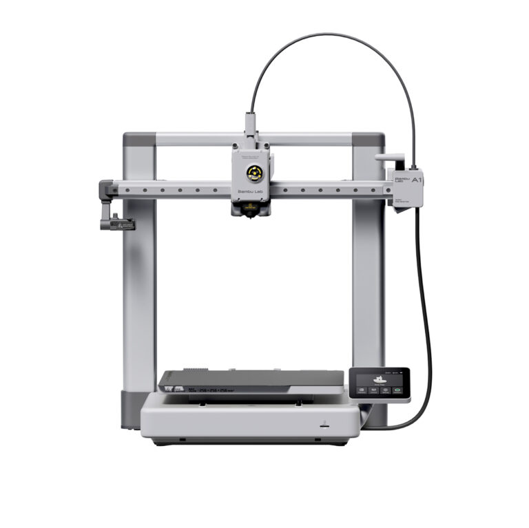 Bambu Lab A1 – drukarka 3D typu plug & play z otwartą konstrukcją, kolorowym wyświetlaczem i możliwością rozbudowy o system AMS Lite.