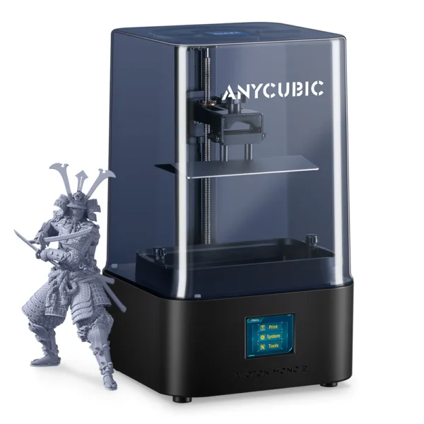 Drukarka 3D Anycubic Photon Mono 2 z figurką fantasy wewnątrz komory
