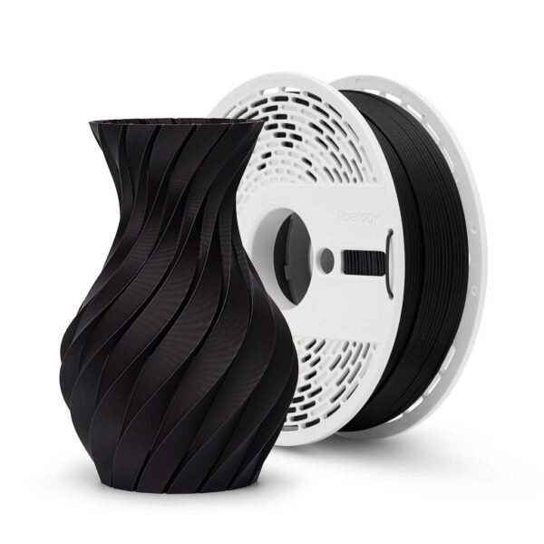 Filament Fiberlogy Matte PLA czarny, zbliżenie szpuli, matowe wykończenie